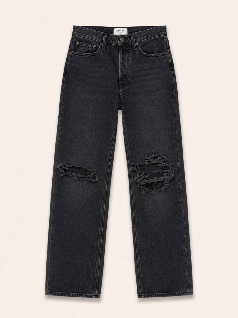 AGOLDE Distressed Straight Leg Jeans Charcoal Black Size 25